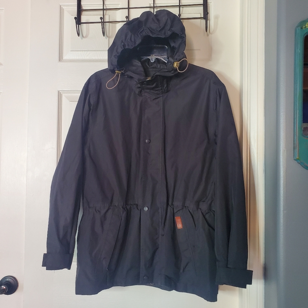 Outback Trading Co Pak-a-Roo Parka Jacket Hooded Black Waterproof Windproof Sm